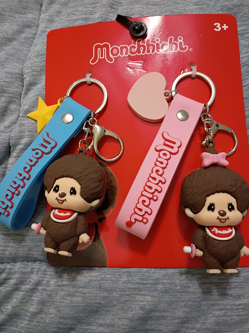 Monchhichi Keychain Bag Charm Set - Pink & Blue
